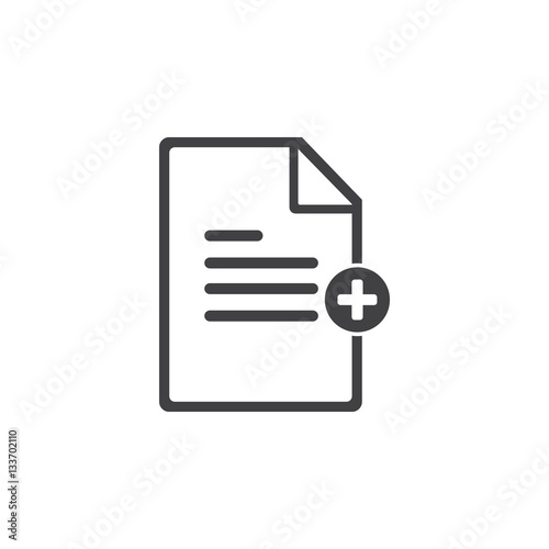 Text Or file add icon in simple outline design.