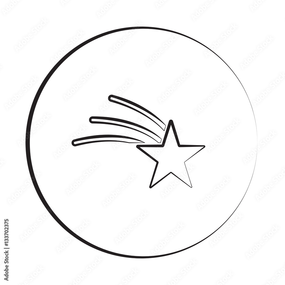 Black ink style Shooting Star icon with circle Black ink style Shooting Star icon with circle