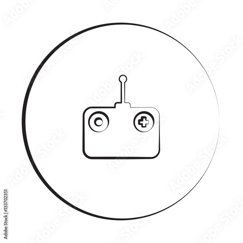 Black ink style Radio Control icon with circle