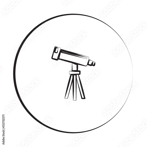 Black ink style Telescope icon with circle
