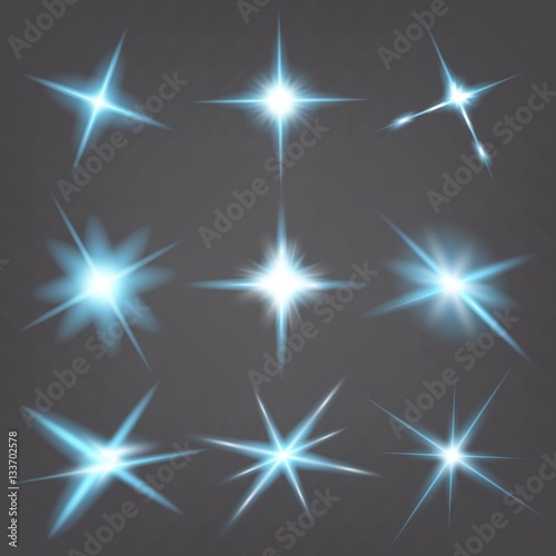 Creative concept Vector set of glow light effect stars bursts with sparkles isolated on black background. For illustration template art design, banner for Christmas celebrate, magic flash energy ray.