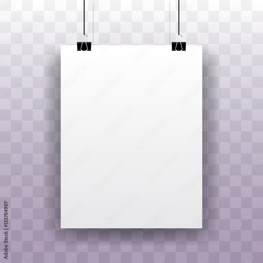 Mockup poster. White blank mock up with binders Mockup poster. White blank mock up with binders