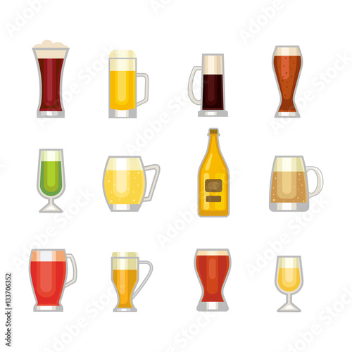 Beer glass vector set.