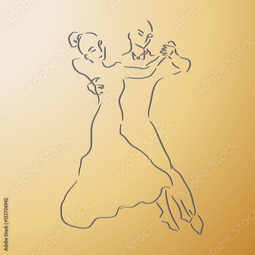 dancing couple on a gold background