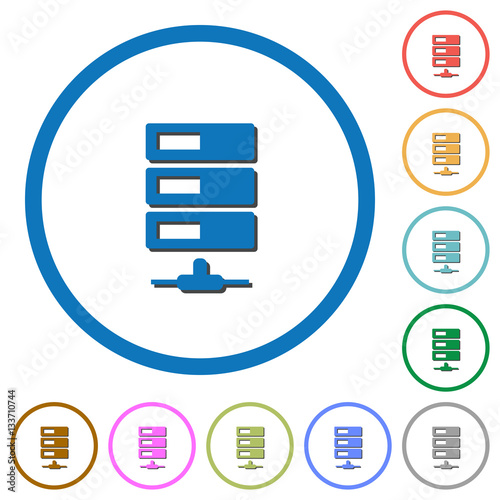 Data network icons with shadows and outlines