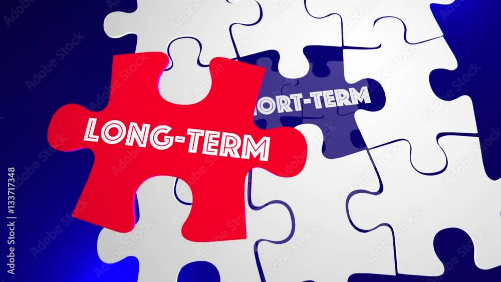 Long Vs Short Term Better Best Solution Puzzle Piece 3d Animation Long Vs Short Term Better Best Solution Puzzle Piece 3d Animation
