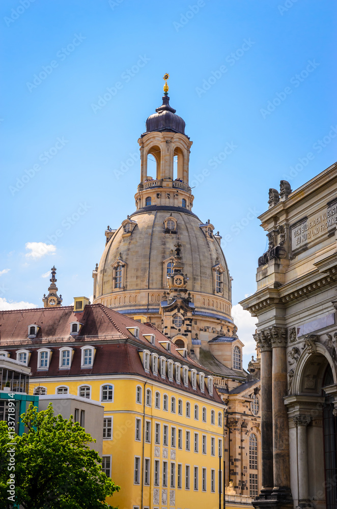 Famous  Church Frauenkirche in Dresden, Saxony, Germany