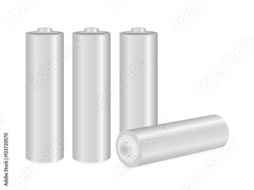  Metallic AA batteries over white background
