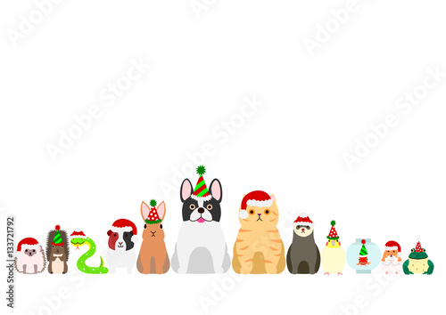 Christmas pet animals border set