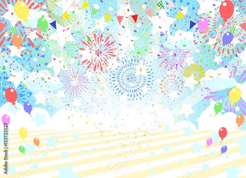 紙吹雪　花火　スター　風船