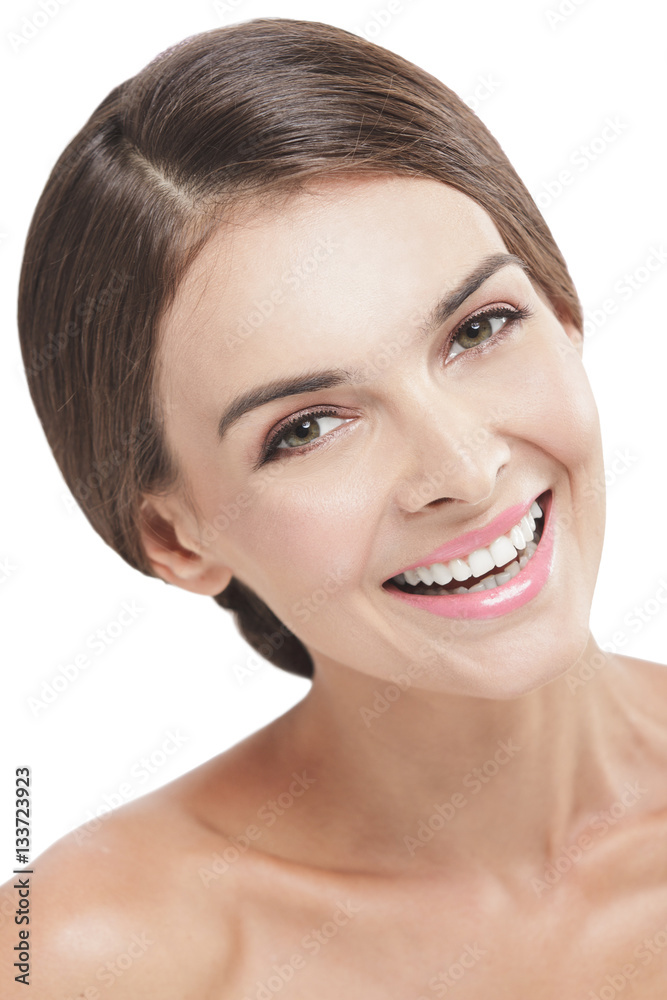 beautiful girl with natural make up smiling beautiful girl with natural make up smiling