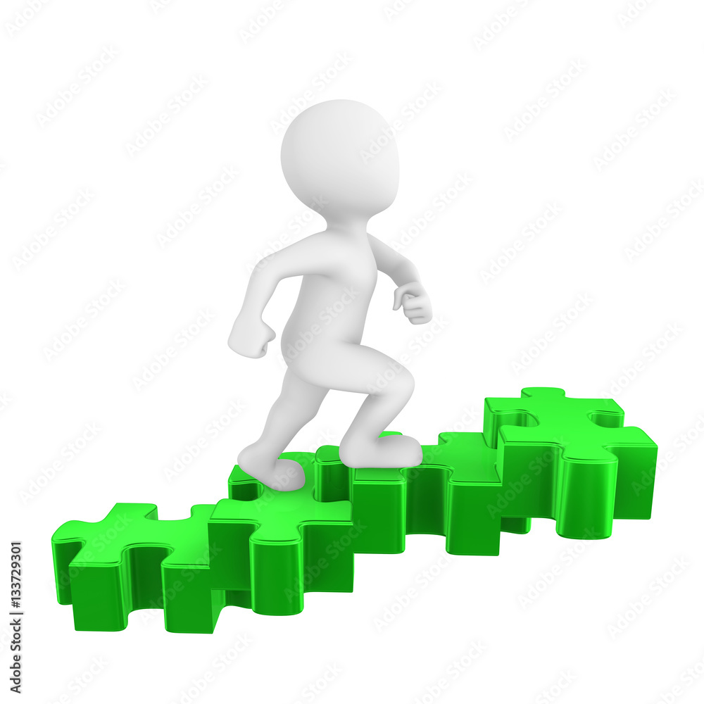 Person walks upstairs from 3d puzzles. Person walks upstairs from 3d puzzles.
