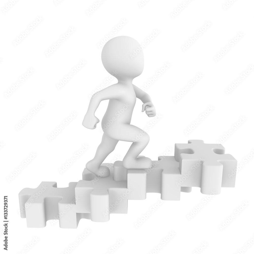 Human goes on a ladder from puzzles. Human goes on a ladder from puzzles.