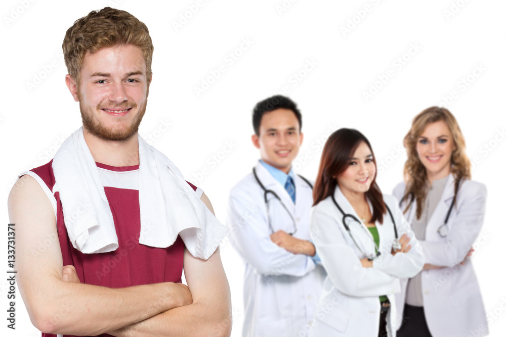 man doing exercise recomended by his doctor man doing exercise recomended by his doctor
