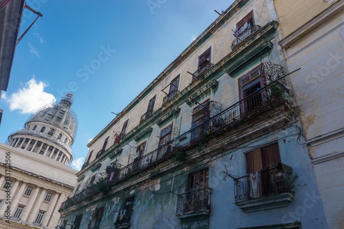 Photography La Havana, Cuba – December 25, 2016: street view with capitolio at background