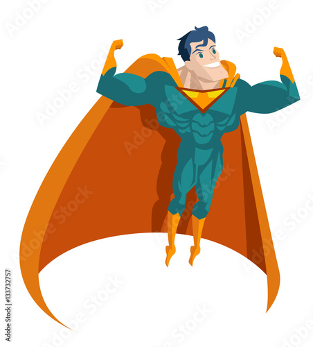 superhero flying with cape in the sky