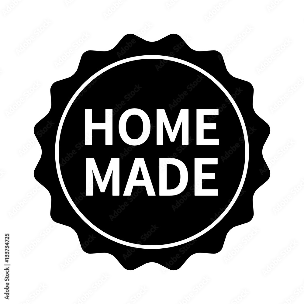 Homemade label badge burst seal or sticker flt vector icon for
