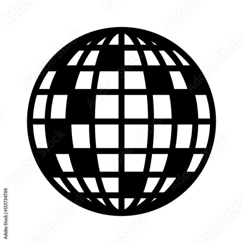Disco ball, mirror or glitter ball flat vector icon for music apps and websites