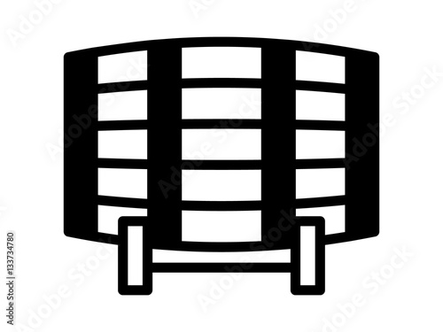 Wine wooden oak barrel, cask or tun on a stand flat vector icon for apps and websites