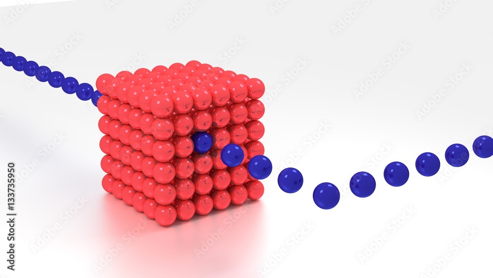 Big red cube made of spheres big data concept Big red cube made of spheres big data concept
