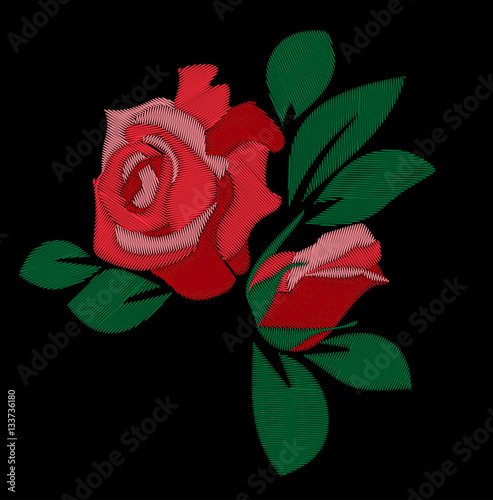 red rose embroidery