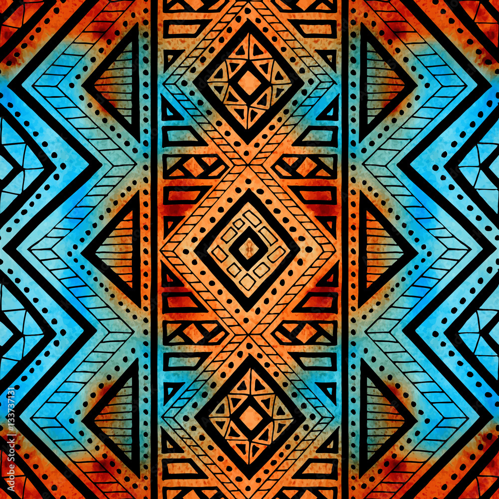 Abstract geometric pattern with watercolor texture