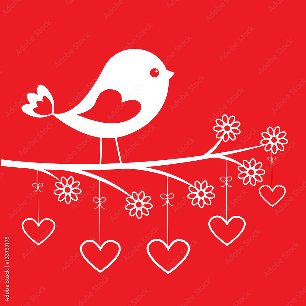 Cute bird - stylish card for Valentine's day Cute bird - stylish card for Valentine's day