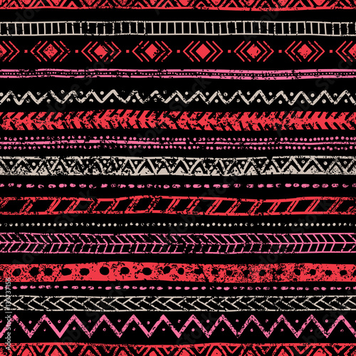 Seamless vintage pattern. Ethnic and tribal motifs. Grungy textu