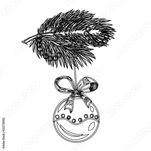 Sketch branch of a Christmas tree decoration ball
