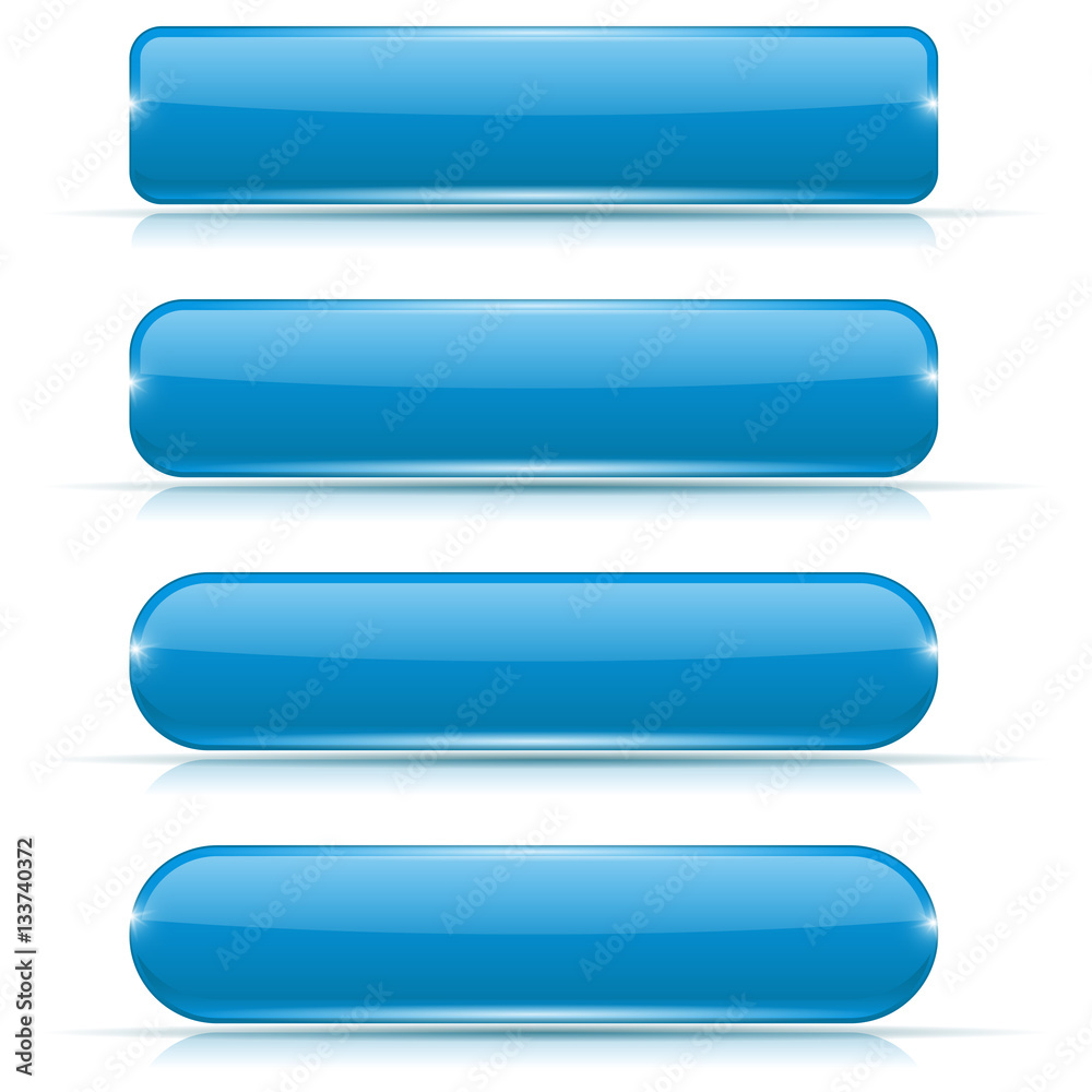 Blue glass buttons. Rectangle and oval web icons Blue glass buttons. Rectangle and oval web icons