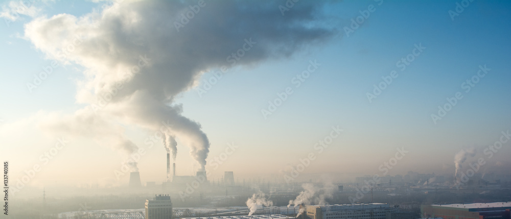 View in thermal power plants. Through the large clouds punched sunlight.
View in thermal power plants. Through the large clouds punched sunlight.