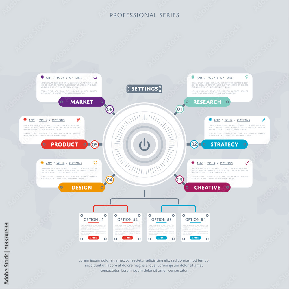 Business infographics concept vector illustration. Six stage ...