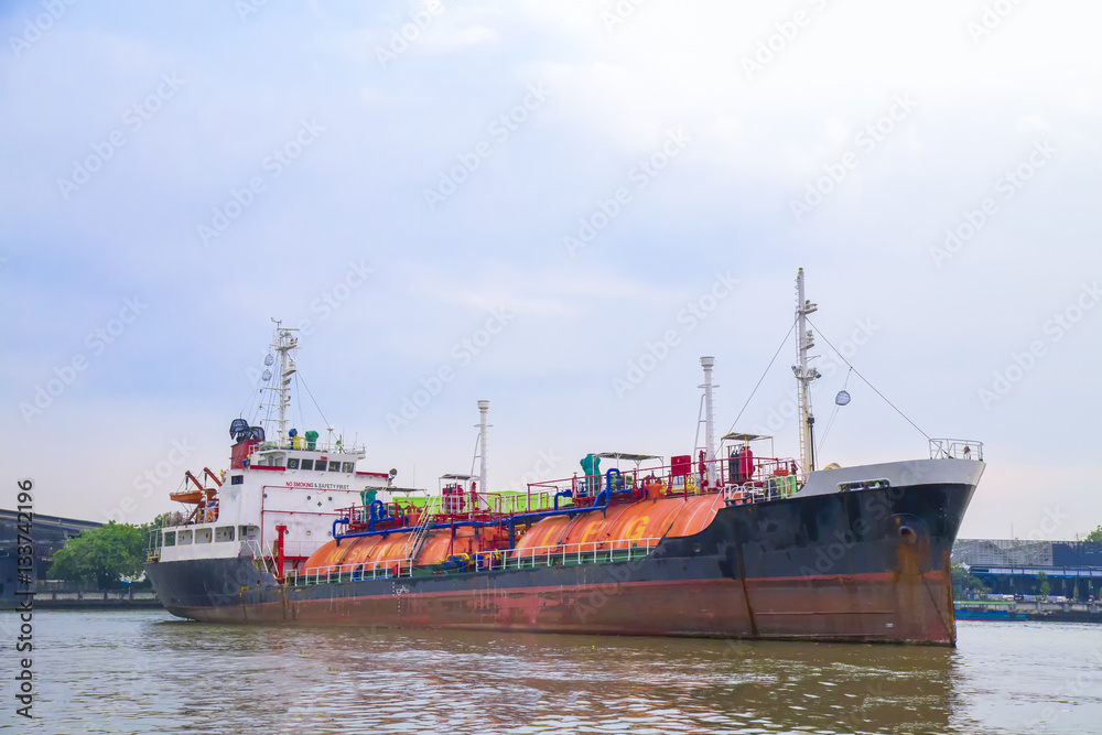 Fototapeta premium Logistic concept,Tanker anchored in midstream.