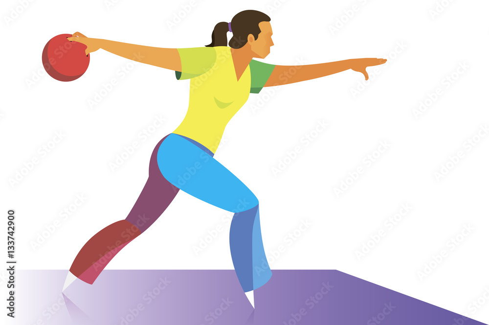 young woman playing bowling and getting ready to make a successf young woman playing bowling and getting ready to make a successf