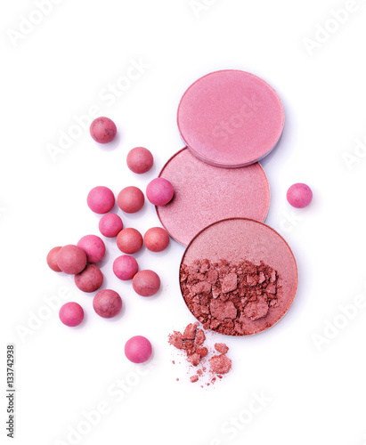 Pink and beige blush balls and blush powder