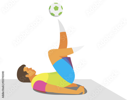  football freesyler juggles with the ball lying on the back