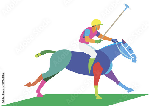 polo player on horseback galloping ahead