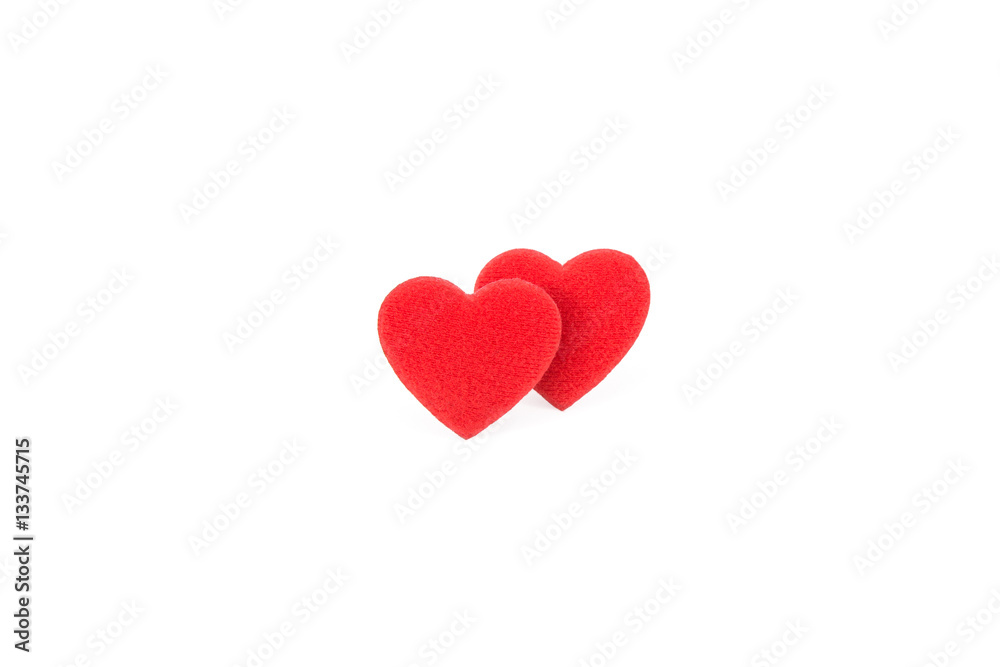two red heart bright color on white background two red heart bright color on white background