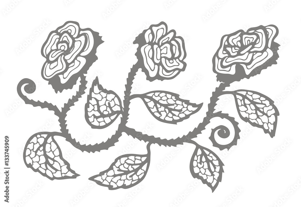 Silhouette rose pattern.