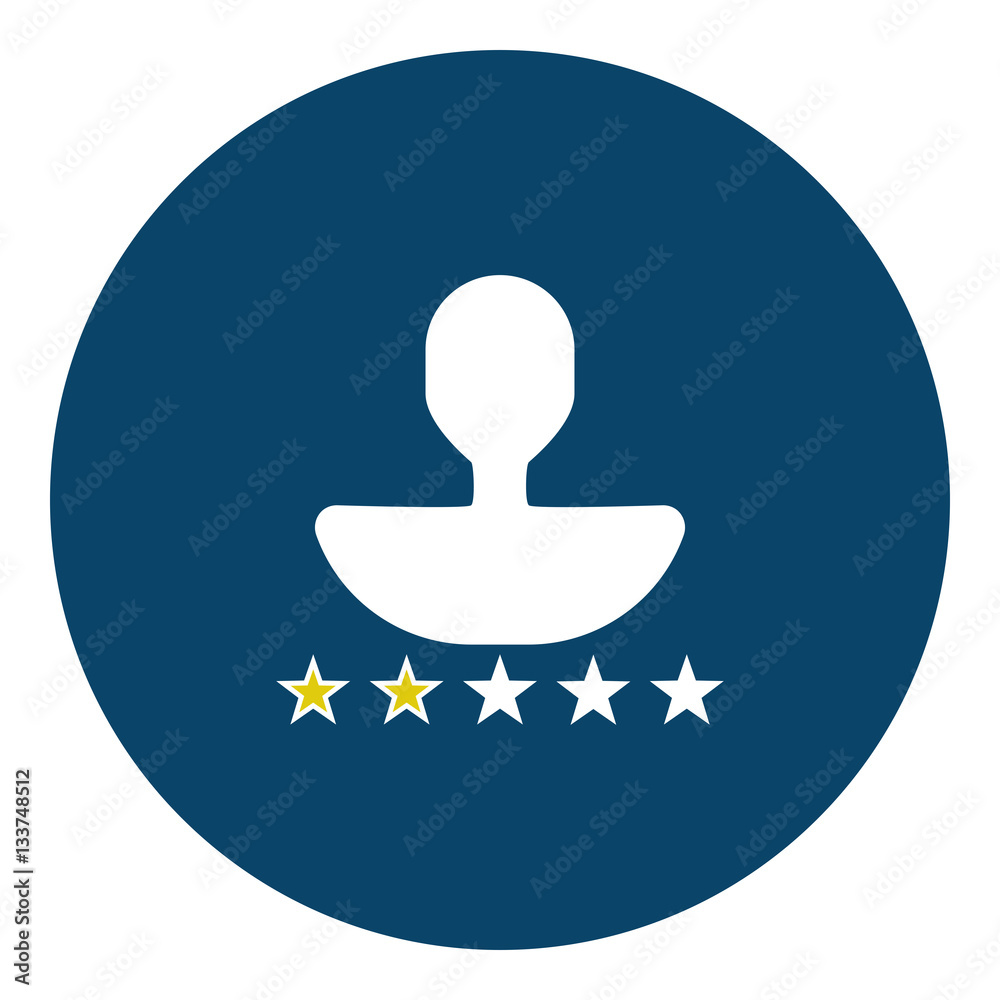 User rating - stars icon - Flat design, glyph style icon - Blue and yellow enclosed in a circle User rating - stars icon - Flat design, glyph style icon - Blue and yellow enclosed in a circle