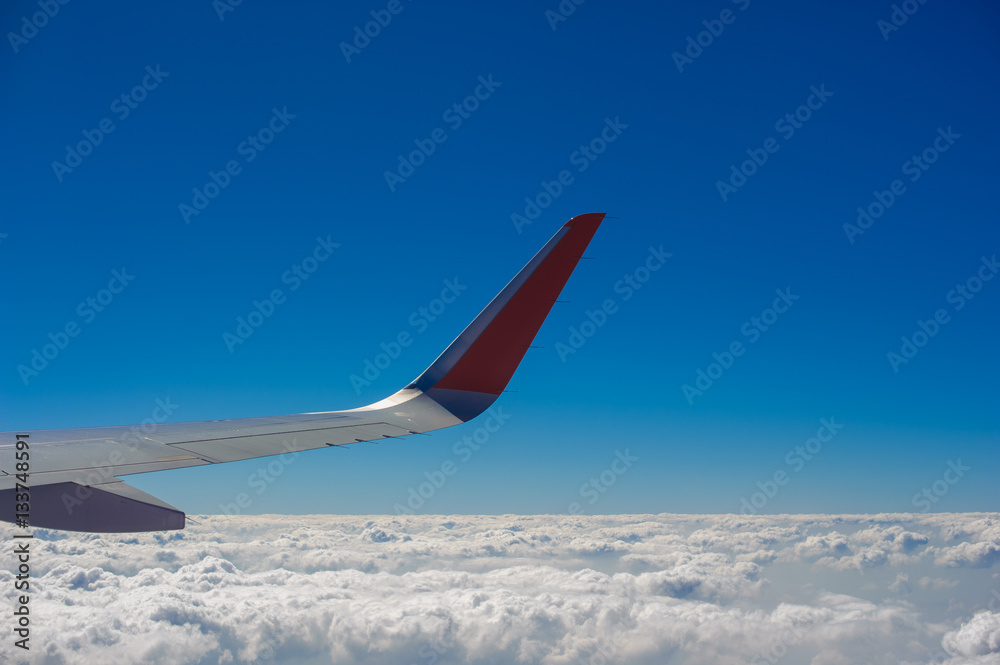 Aerial view of airplane flying Aerial view of airplane flying