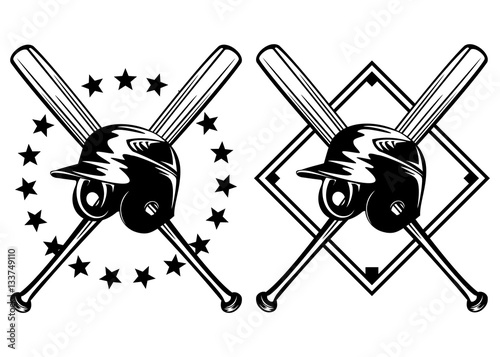 baseball helmet and crossed bats