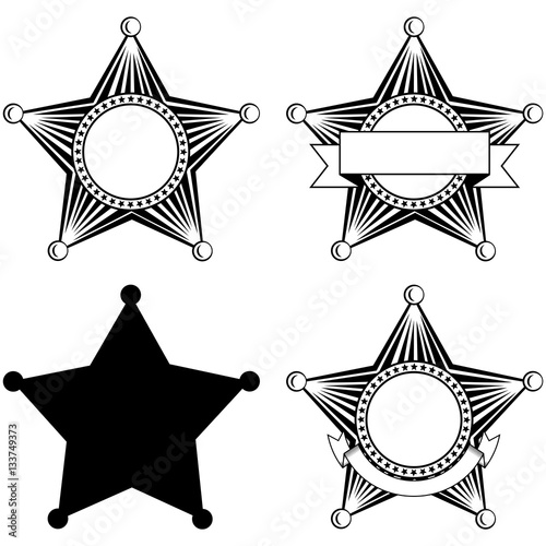 five pointed sheriffs star set