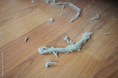 Fotótapéta Close-up of dust on the wooden floor.