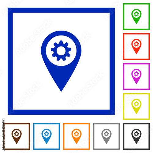 Free Download GPS map location settings flat framed icons - GFXLoad