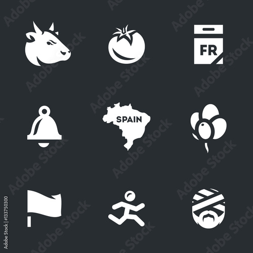Vector Icons Set of Race bulls in Spain.