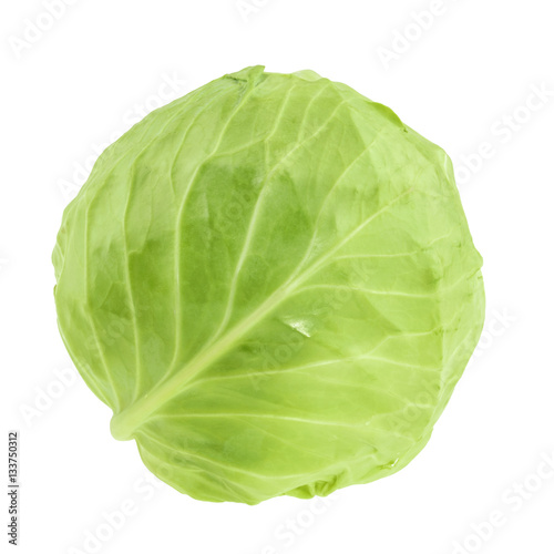 Green cabbage isolated on white background without shadow