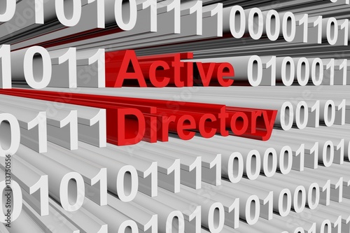 Active Directory in the form of binary code, 3D illustration