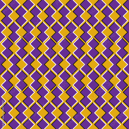Optical illusion seamless pattern. Purple shapes move on yellow background.
