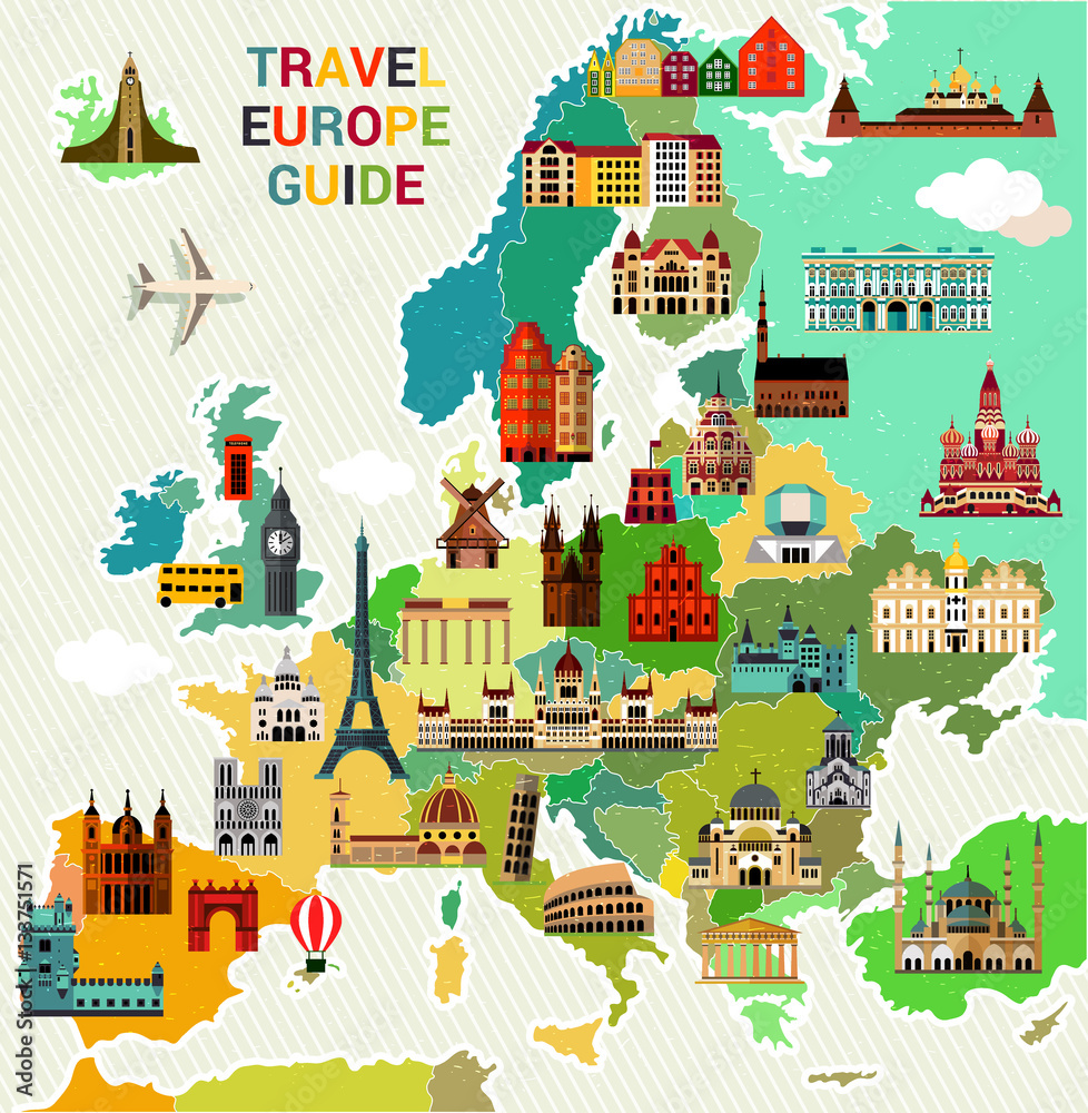 Obraz premium Europe Travel Map.
